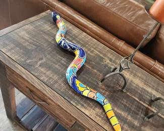 Talavera Long Mexican Pottery Rattlesnake