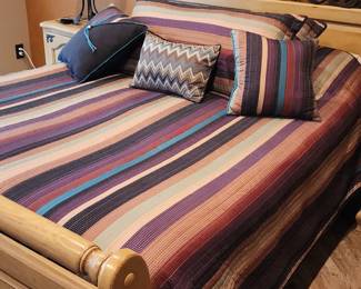 Queen Bedroom Set including Queen Frame with Head and Footboard,  2 Nightstands, Dresser with Mirror, & Tallboy Dresser (Mattress not included)