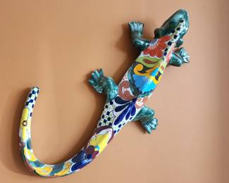 Talavera Handcrafted Lizard Iguana Mexican Clay Wall Art Pottery