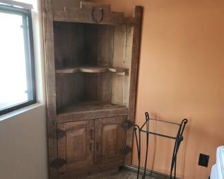 Rustic Primitive Corner Cabinet Hutch