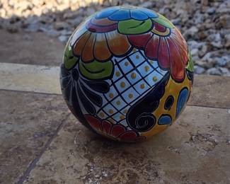Talavera-Style Ceramic Decorative Figurine from Mexico, "Talavera Orb"