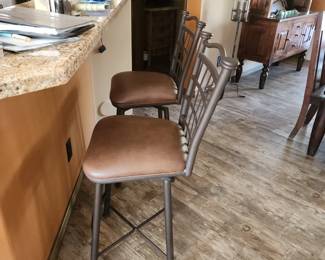 3 Pastel Bay Point Swivel Barstool with Suede Upholstery