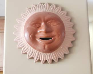 Mexican Folk Art Smiling Terracotta Sun Garden Decor