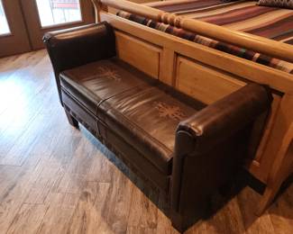 L&M Furniture Leather Storage Ottoman Bench