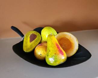 Mexican Paper Mache Fruit & Metal Bowl