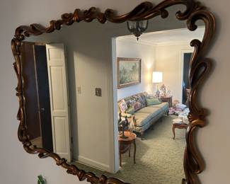 Serpentine gilt mirror.