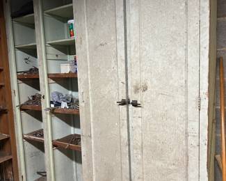 Old storage in original, pale green paint.