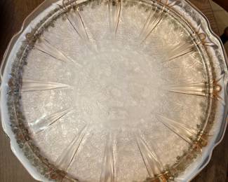 Pink depression glass.