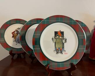 Set of Four Holiday Plates Norman Rockwell 