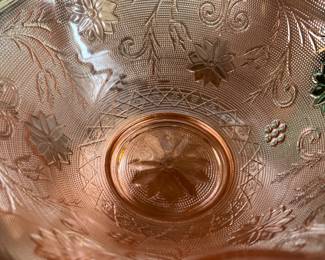 close up of the Tiara ware pink dishe 