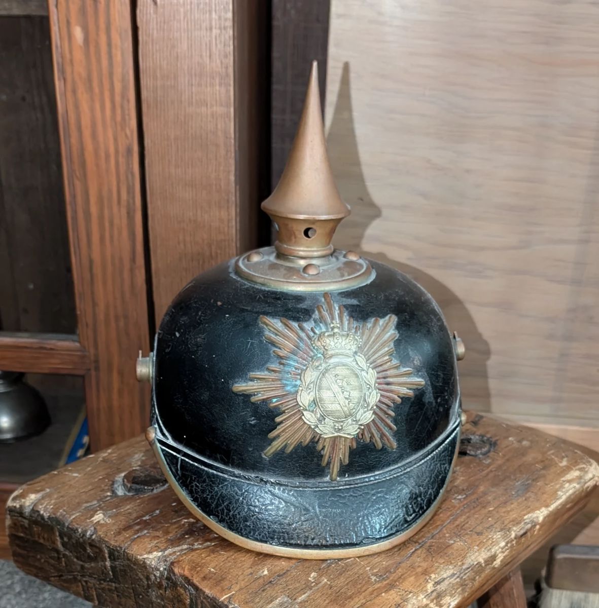 Pre-WW1 Saxony German Leather Helmet