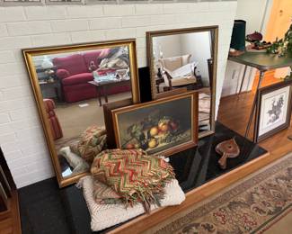 various wall art and mirrors