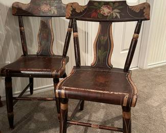 4 Antique painted chairs