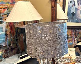 Lamps, mirror, jewelry and hats