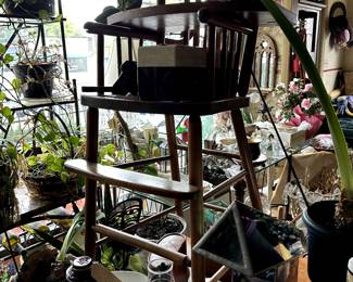Kaleidoscopes, antique wooden highchair, view finder 1950's