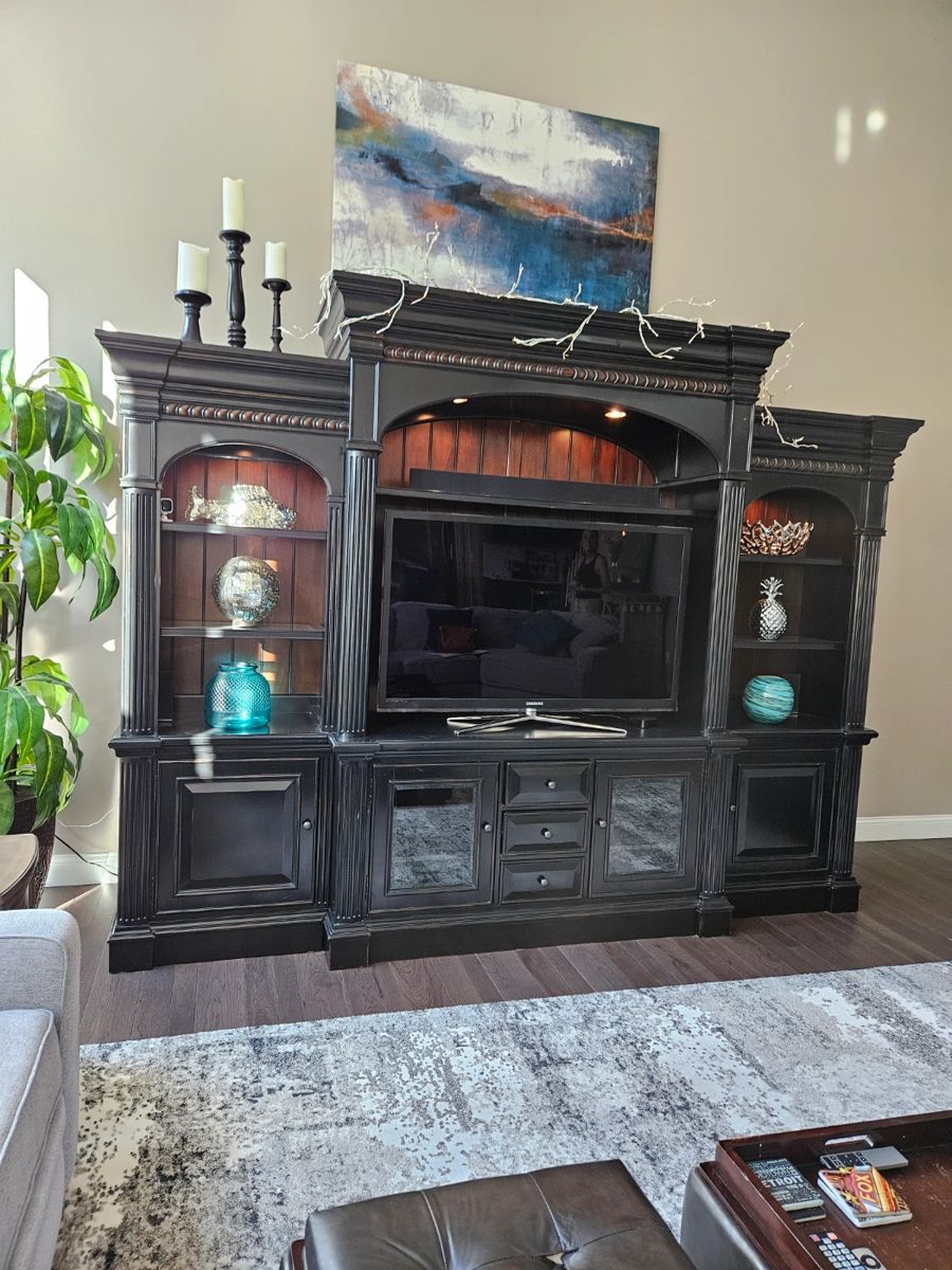 Hooker New Castle ll, wall unit for flat screen TV, 104" available for early purchase, text 734-730-6266