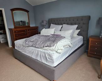 King bed and linens