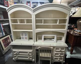 Pottery Barn White Desk w/Chair and Shelf w/Drawers