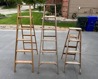 3 Wood Step Ladders.