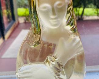 large gold tone heavy glass Madonna