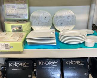 cocktail plates, Knork flatware in brushed stainless steel we have a lot of these beauties.