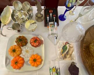 glass pumpkins , playboy bunny bare trio , crystal globe