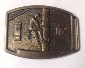 Lineman on Pole Belt Buckle