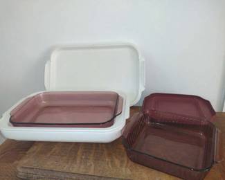 Cranberry Pyrex Dishes with Igloo Case