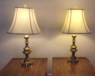 Pair Brass Table Lamps
