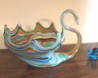 Murano Swan Art Glass and Bird