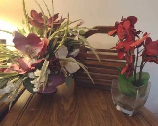 Wooden Basket and Flower Arrangements