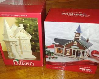 Holiday Lighted Church and School