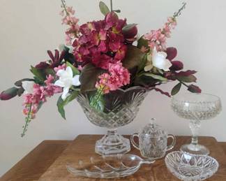 Crystal Dishes and Centerpiece