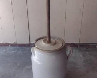 Stoneware Butter Churn with Lid