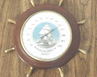Wilson Gas and Oil Ship Wheel Thermometer