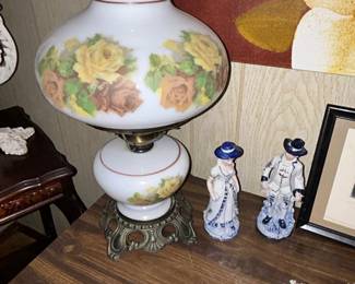 Hand Painted Glass Hurricane Lamp