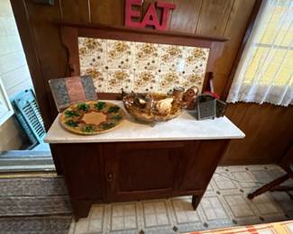 Antique Washstand with Tile backing