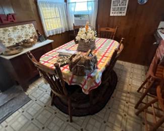 Vintage Wood Dining Table and Chairs