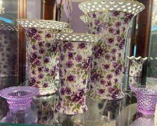 Pansy Chintz Collection Formalities by Baum Bros Vases
