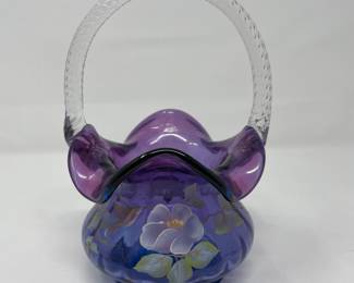 FENTON
Handpainted Mulberry Glass Basket
Signed and Numbered