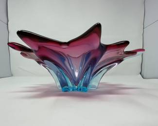 Mid Century Mulberry Blue Art Glass Bowl