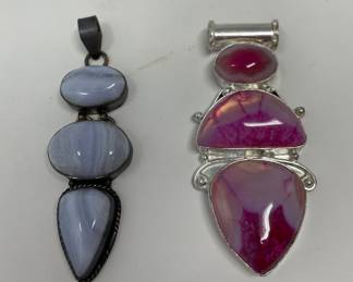 Left to Right

Blue Lace Agate • Sterling Pendant 

Botswana Agate • Sterling Pendant