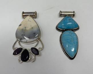 Left to Right

Dendritic Opal • Amethyst • Sterling Pendant 

Caribbean Larimar • Sterling Pendant 