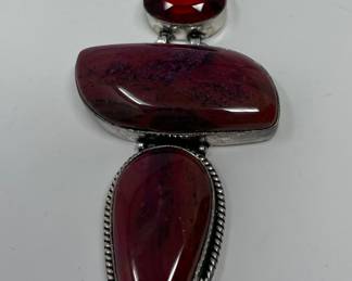 Red Jasper • Garnet • Sterling Pendant