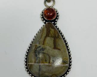 Jasper • Amber • Garnet • Sterling Pendant 