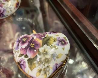 Pansy Chintz Collection Formalities by Baum Bros Heart Trinket Box