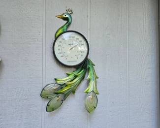 Peacock Outdoor Wall Thermometer