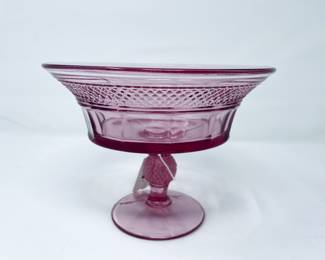 Dalzell Viking Glass Cranberry Pink Mt. Vernon Compote 