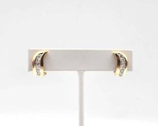 716  14K Gold Diamond Omega Clip Earrings, 5.46g 