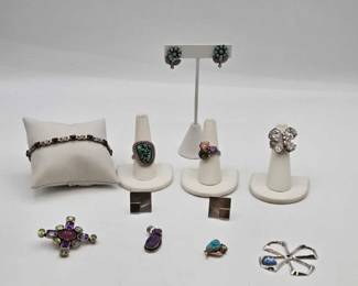 908  Sterling Silver Earrings , Braclet, Rings , Pendants  Cuff Links, 100.24g 